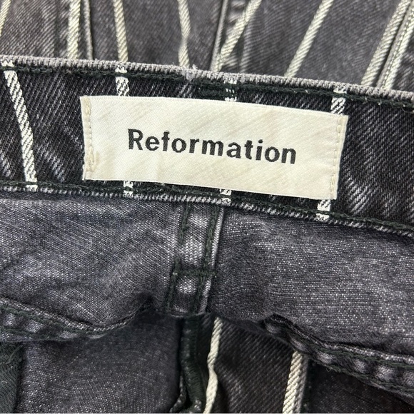 Reformation Cutoff Black Striped Denim Shorts - Picture 6 of 8